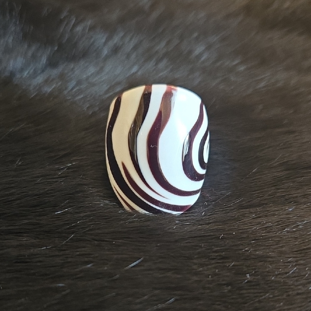 Murano Glass Ring With Zebra Pattern - image 1